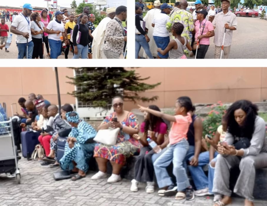 Visually Impaired Persons Demand Reopening of School, Block Lagos Airport Road