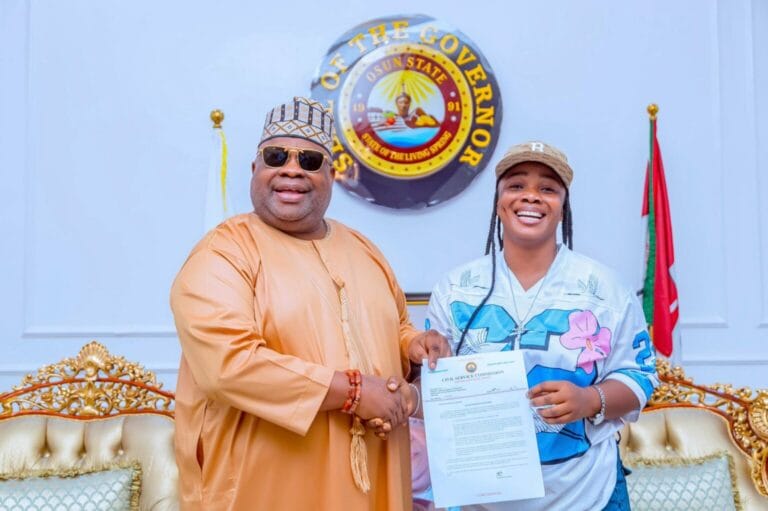 Gov Adeleke honours his word, gives puff-puff seller appointment, scholarship