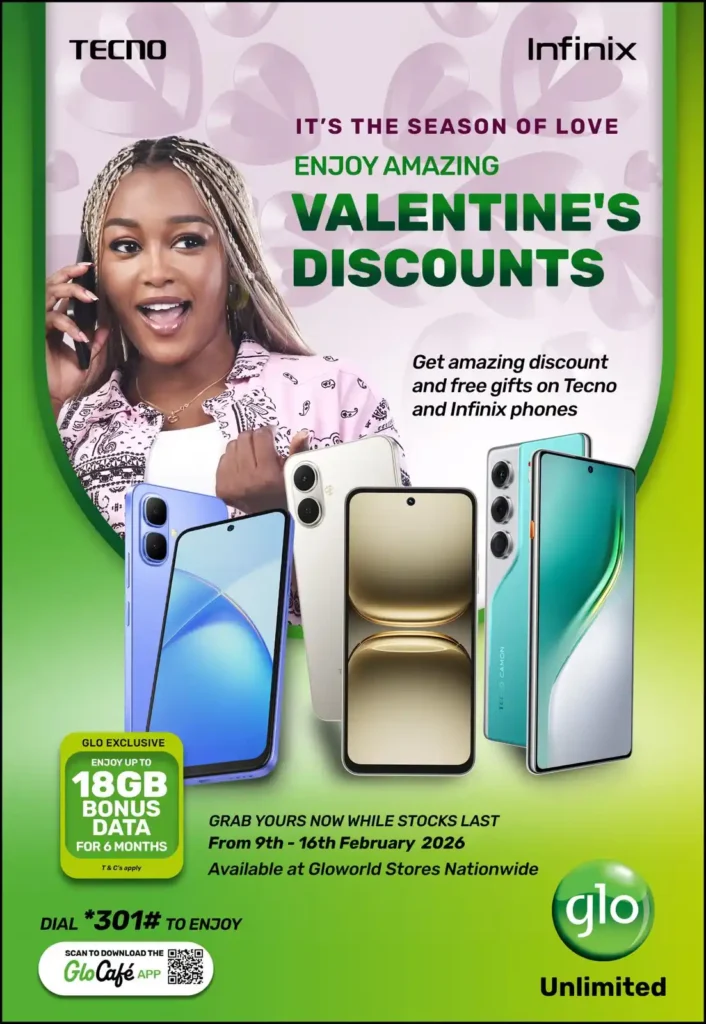Glo Offers Lavish Discounts, Excites Hearts With Valentine Smartphone promo, 18GB Data