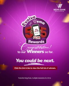 Wema Bank Rewards 273 Customers Up To ₦17.96m Through 5 for 5 Rewards In One Month
