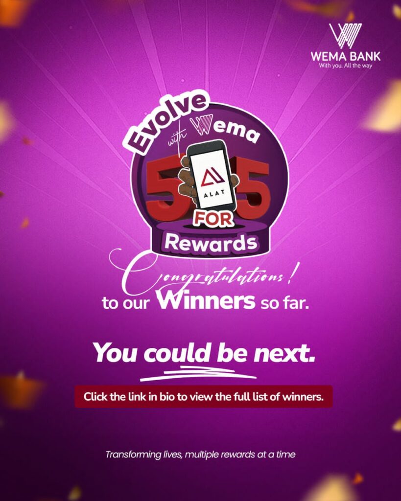 Wema Bank Rewards 273 Customers Up To ₦17.96m Through 5 for 5 Rewards In One Month