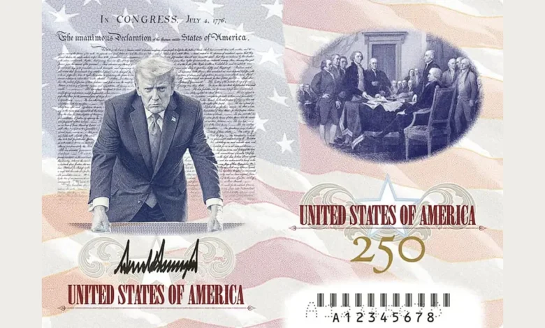 250th Anniversary: Donald Trump Presents Commemorative US Passport Displaying Portrait of Himself