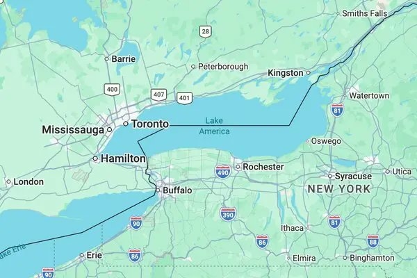 On Google, Lake Ontario Renames As ‘Lake America’ On US Maps On Google, Lake Ontario Renames As ‘Lake America’ On US Maps