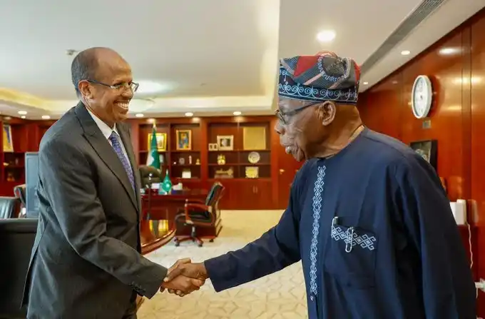 AU Chair, Mahmoud Youssouf And Olusegun Obasanjo Hold Discussion On Continental Peace, Stability AU Chair, Mahmoud Youssouf And Olusegun Obasanjo