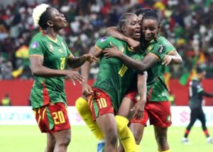 Malawi Fall For Cameroon To 3-0 With The Later Lifting First WAFCON Title Cameroon players