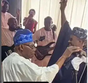 K1 Observes Culture Of Respect, Prostrates For Obasanjo During Olota Of Ota’s 60th birthday Celebration At Olota's birthday.